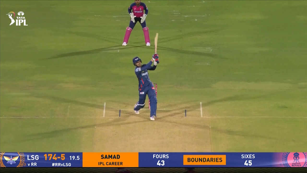 IPL 2025 M36: RR vs LSG - Abdul Samad Six