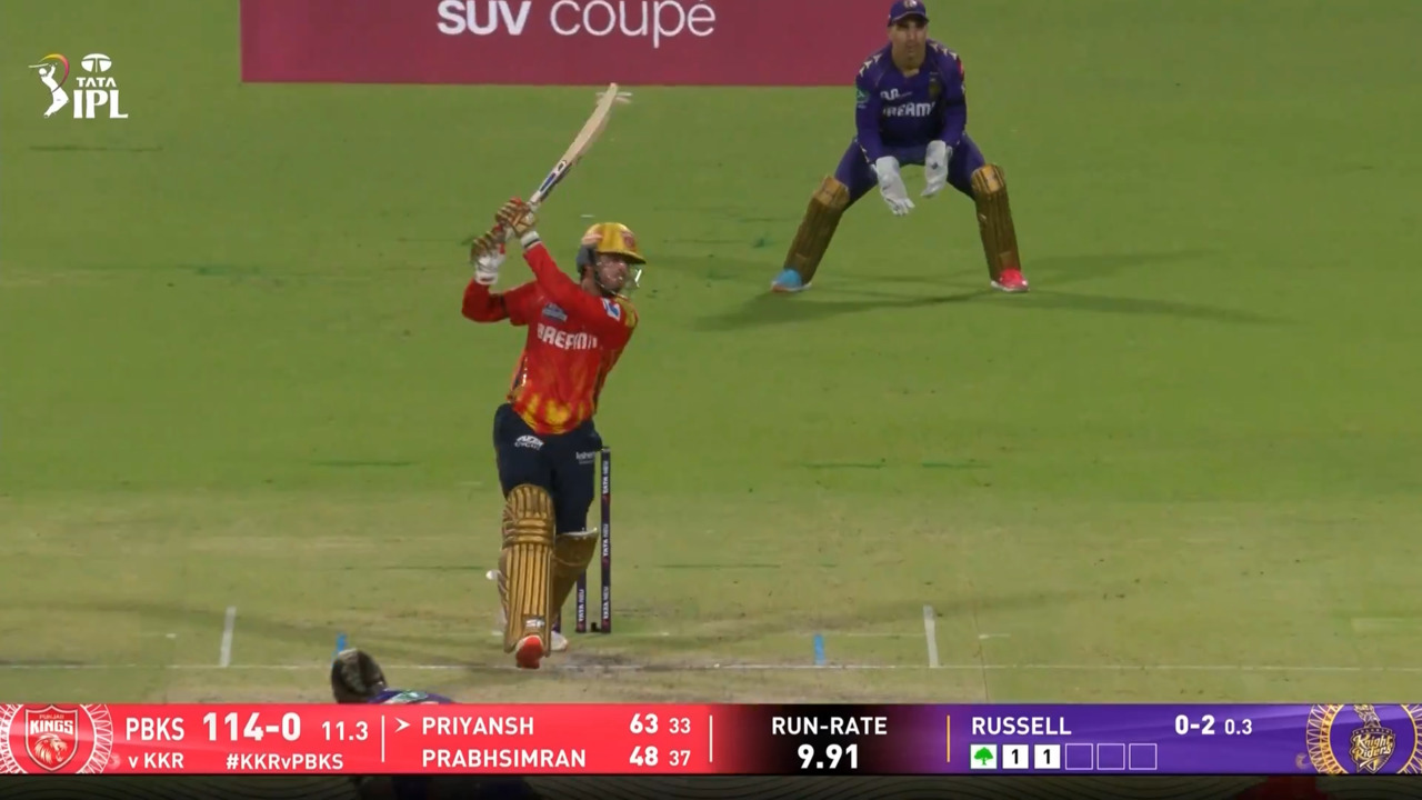 IPL 2025 M44: KKR vs PBKS - Priyansh Arya Six