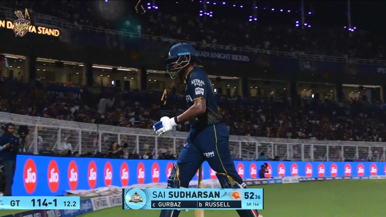 IPL 2025 M39: KKR vs GT - Sai Sudharsan Wicket background