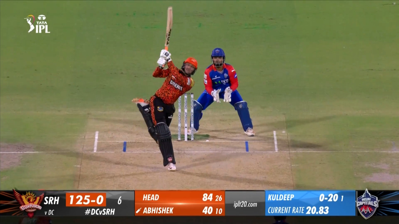 M35: DC vs SRH – Abhishek Sharma Six