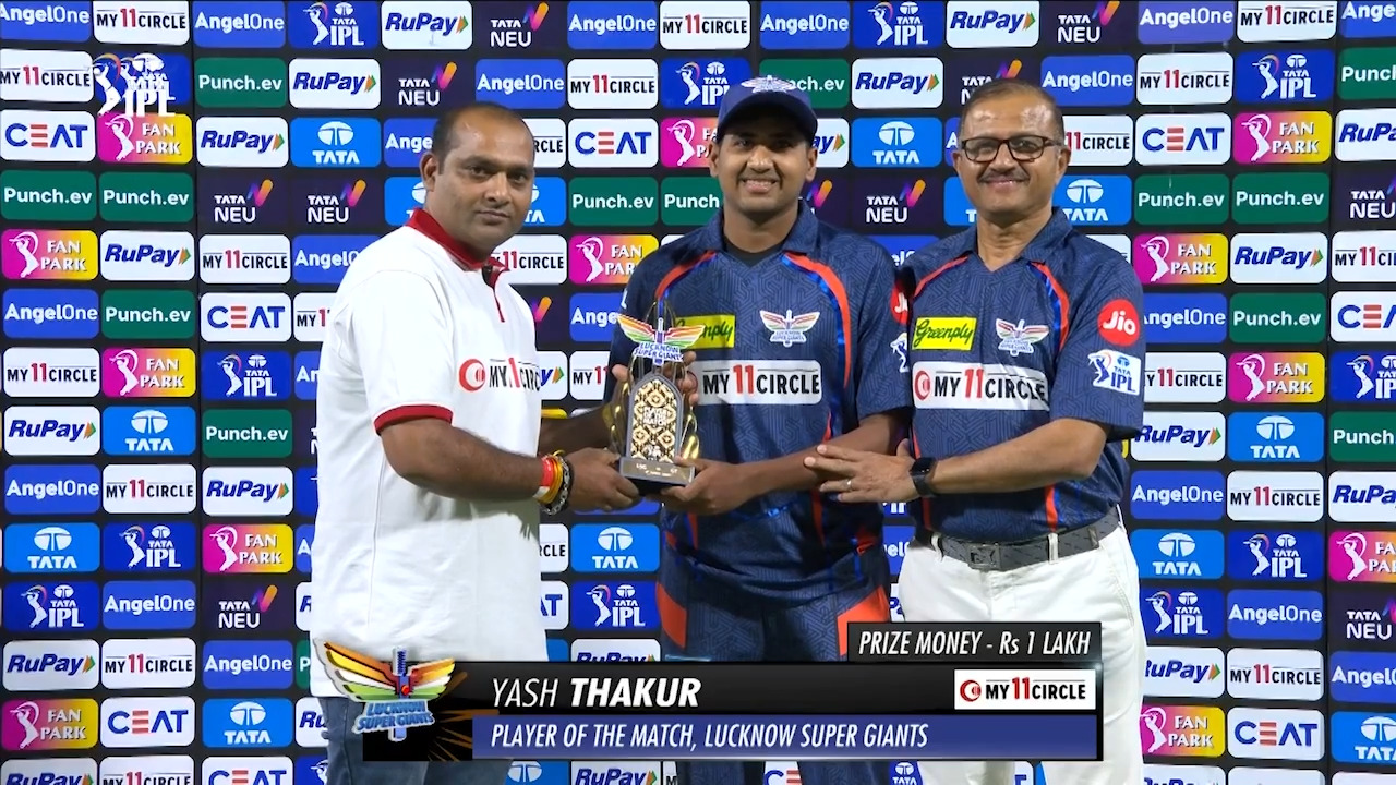 M21: LSG vs GT – Player of the Match – Yash Thakur background