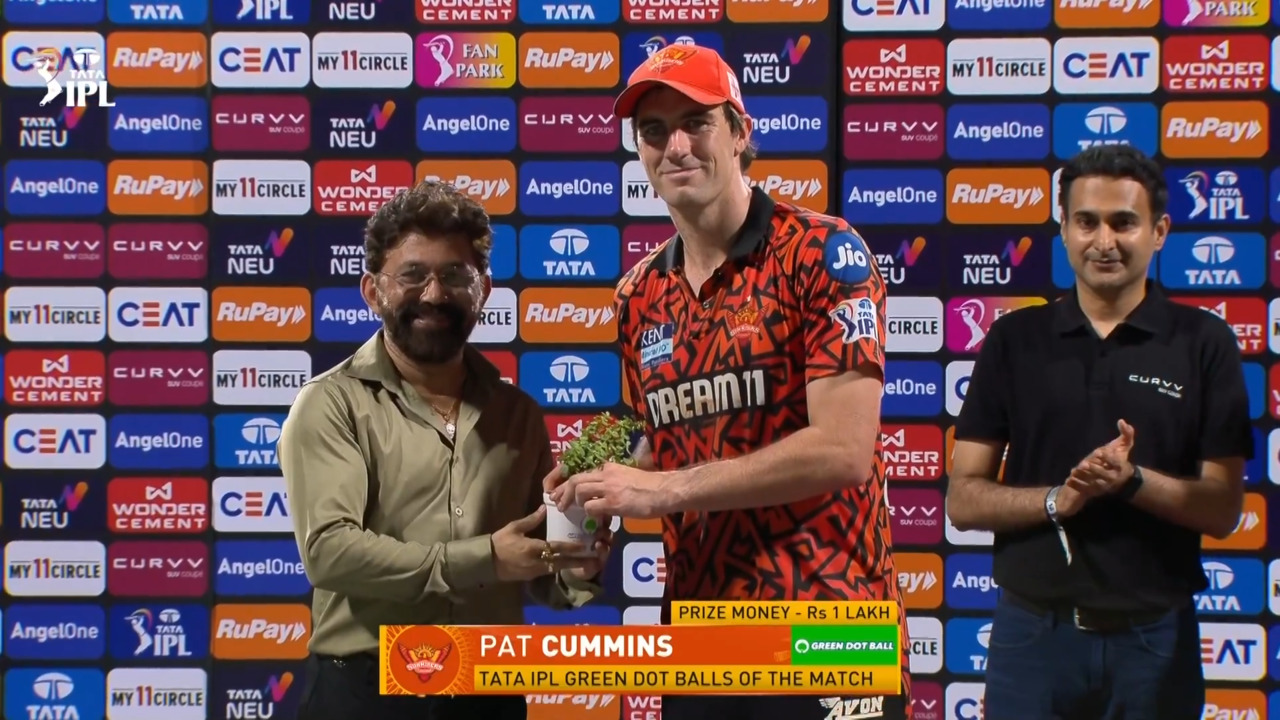 IPL 2025 M33: MI vs SRH - TATA IPL Green Dot Balls of the Match - Pat Cummins