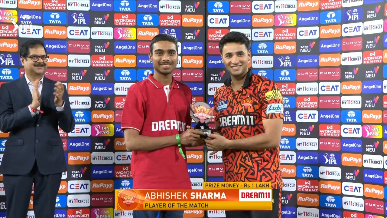 IPL 2025 M27: SRH vs PBKS - Player of the Match - Abhishek Sharma
