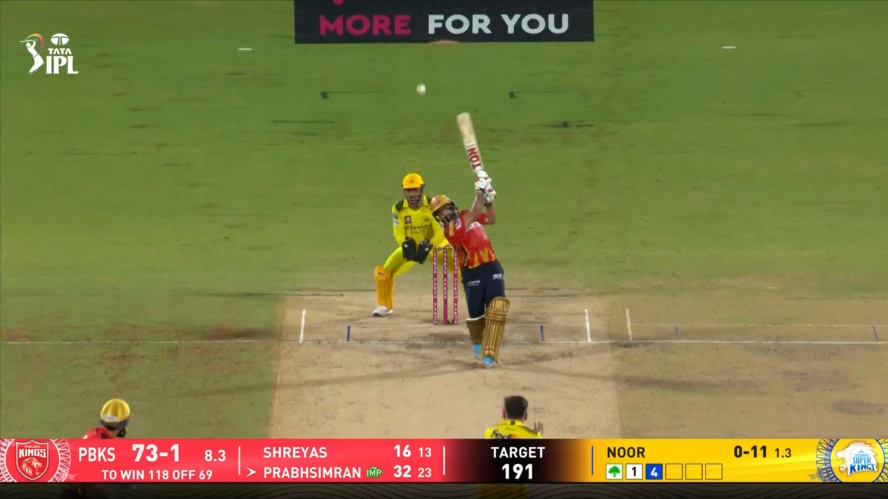 IPL 2025 M49: CSK vs PBKS - Prabhsimran Singh Six