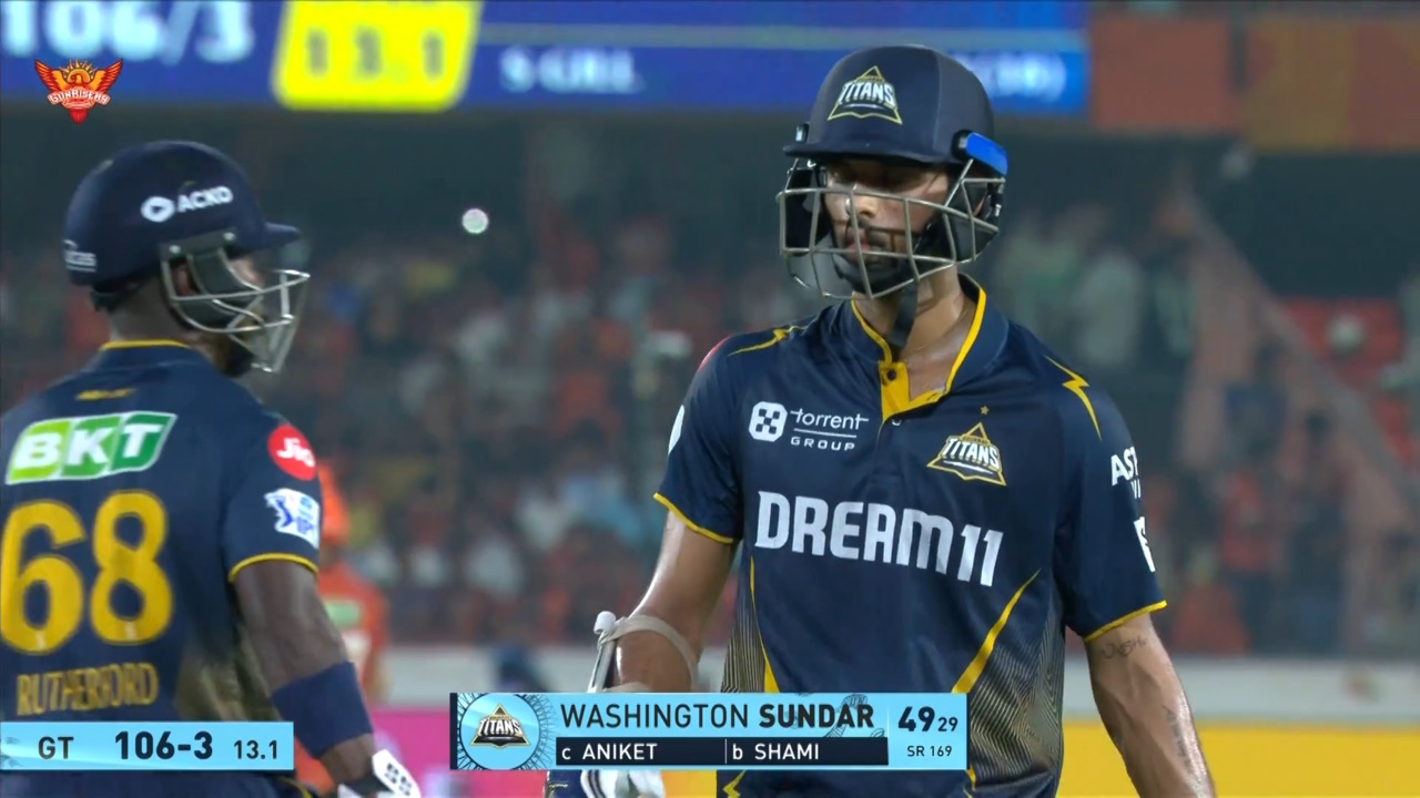 IPL 2025 M20: SRH vs GT - Washington Sundar Wicket background