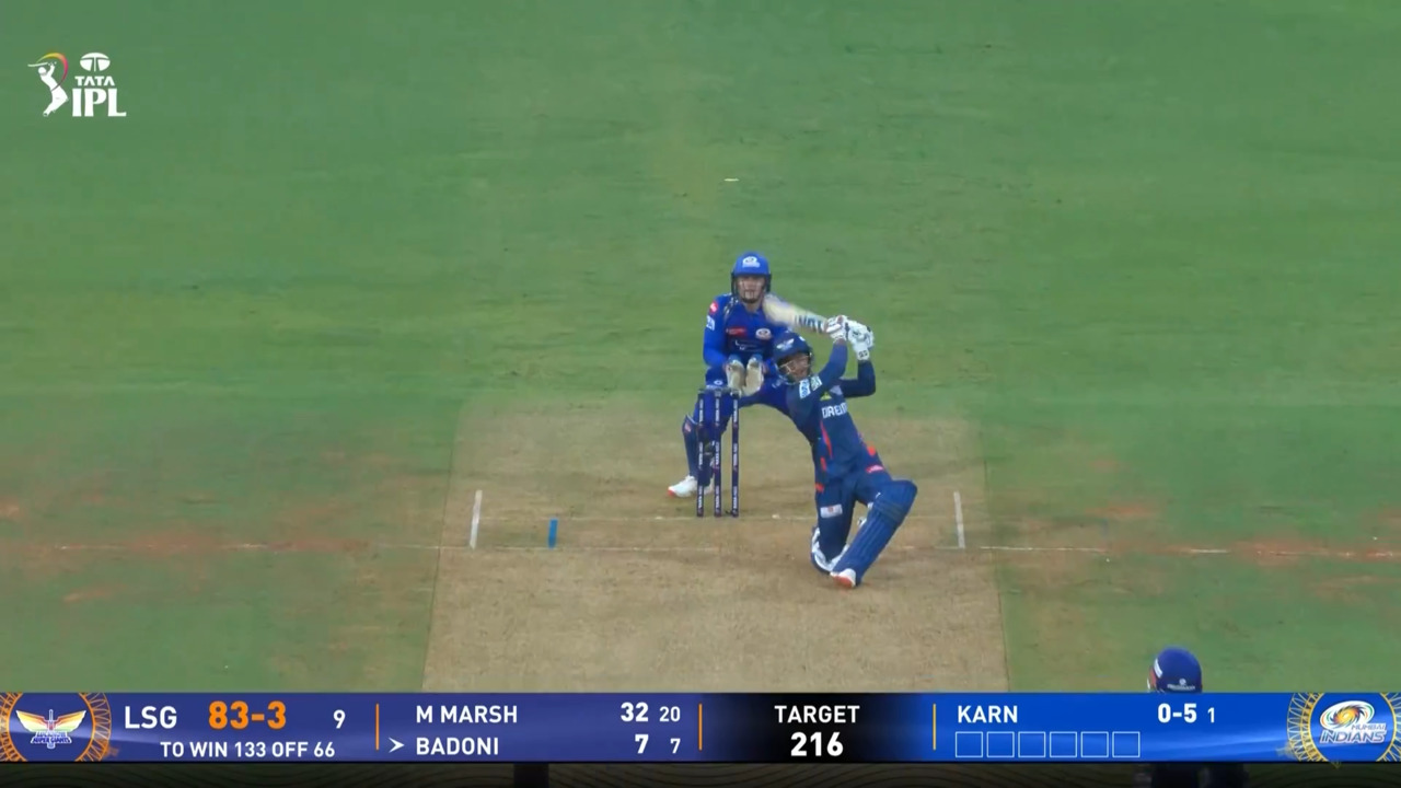 IPL 2025 M45: MI vs LSG - Ayush Badoni Six