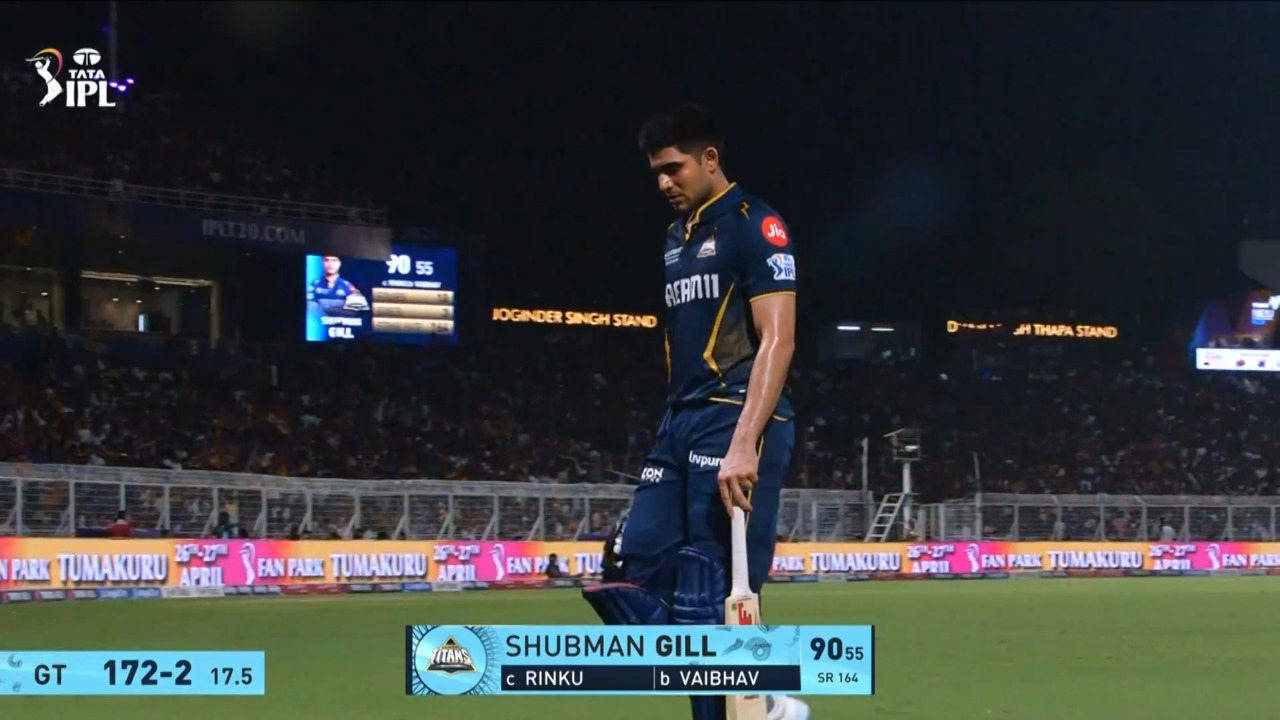 IPL 2025 M39: KKR vs GT - Shubman Gill Wicket background