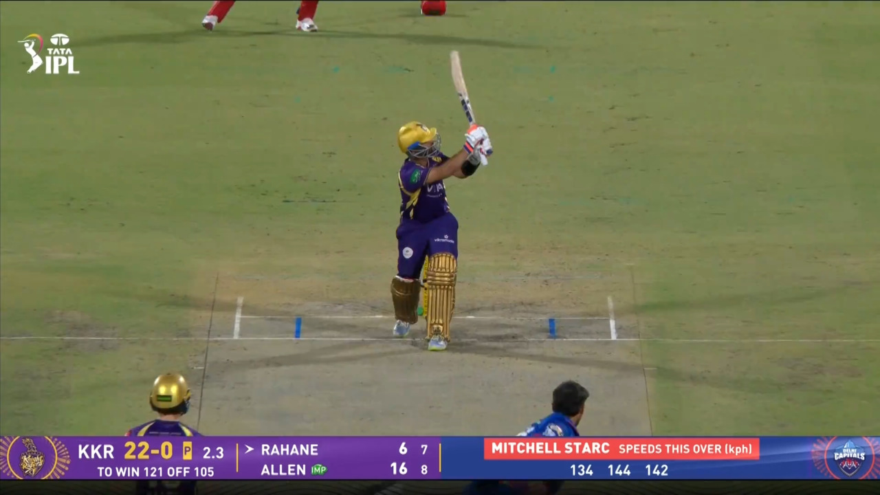 IPL 2026 M51: DC vs KKR - Ajinkya Rahane Six