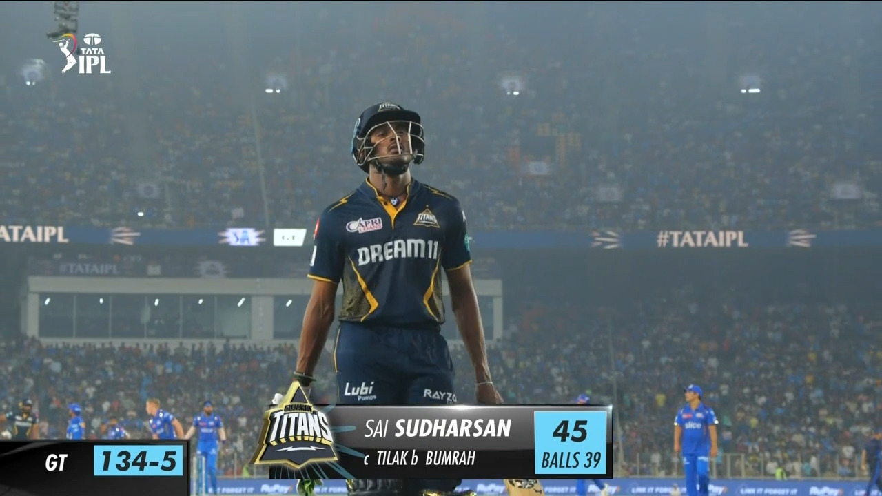 M05: GT vs MI – Sai Sudharsan Wicket background