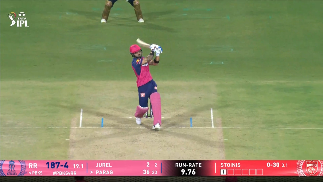 IPL 2025 M18: PBKS vs RR - Riyan Parag Six