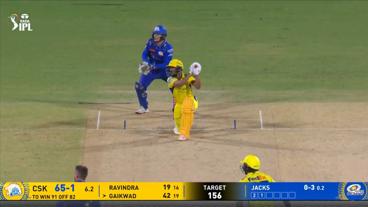 IPL 2025 M03: CSK vs MI - Ruturaj Gaikwad Six