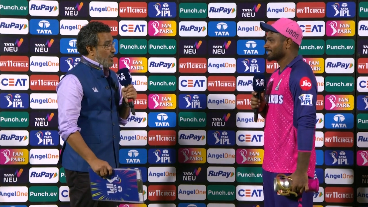 M04: RR vs LSG – Post Match Presentation background