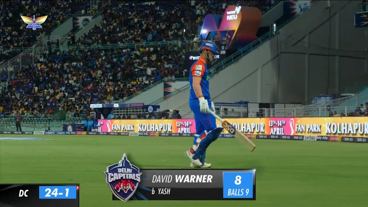 M26: LSG vs DC – David Warner Wicket background