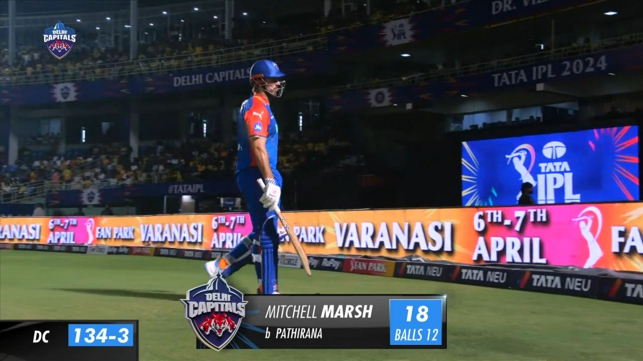M13: DC vs CSK – Mitchell Marsh Wicket