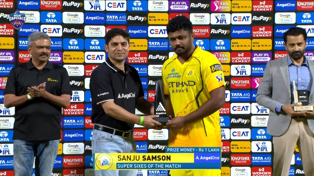 IPL 2026 M48: DC vs CSK - Angel One Super Sixes of the Match - Sanju Samson