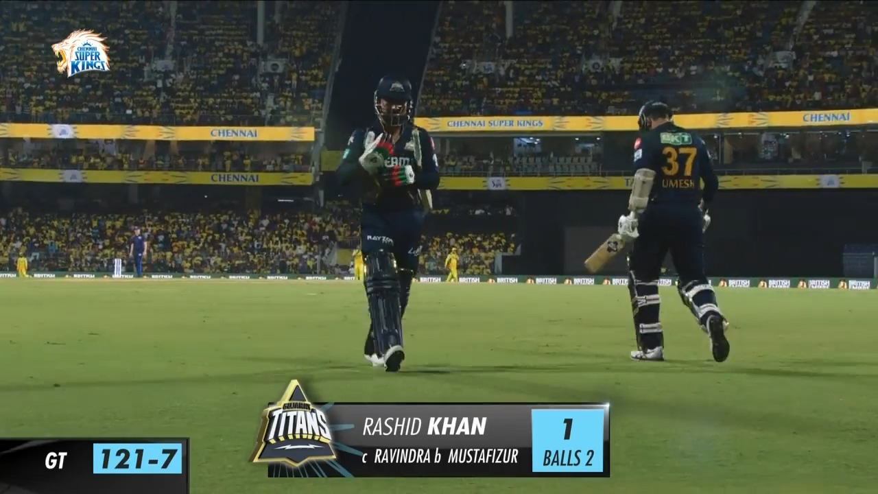 M07: CSK vs GT – Rashid Khan Wicket background