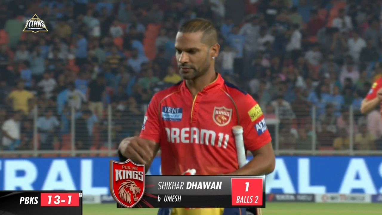 M17: GT vs PBKS – Shikhar Dhawan Wicket