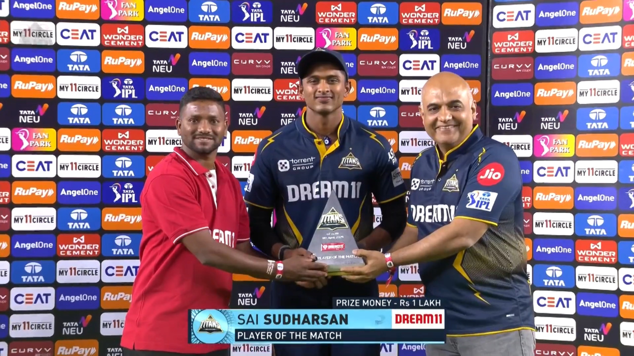IPL 2025 M23: GT vs RR - Player of the Match - Sai Sudharsan