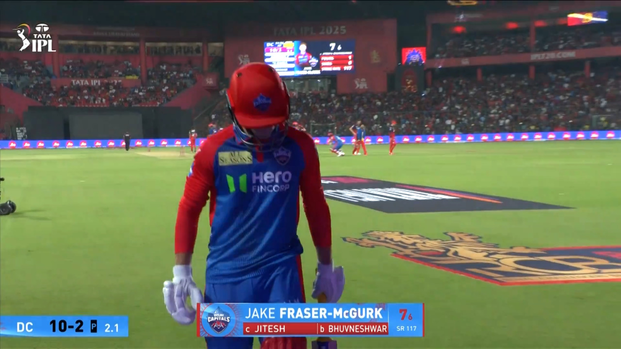 IPL 2025 M24: RCB vs DC - Jake Fraser-Mcgurk Wicket