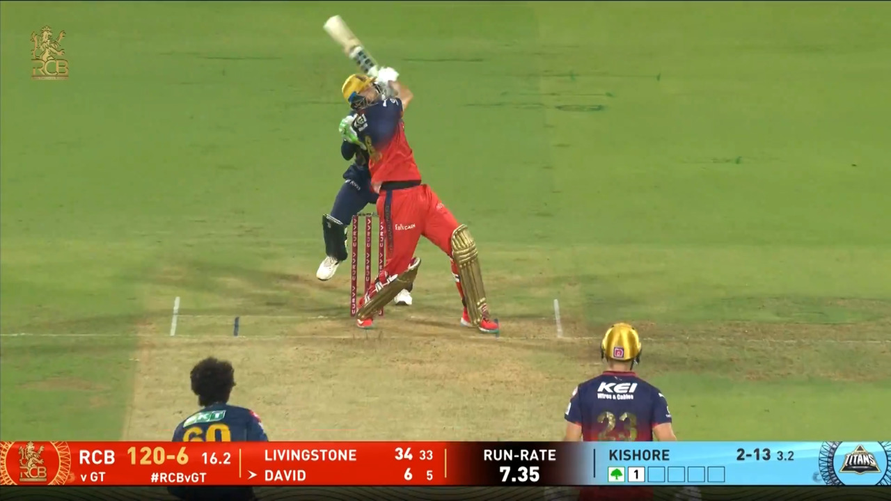 IPL 2025 M14: RCB vs GT - Tim David Six