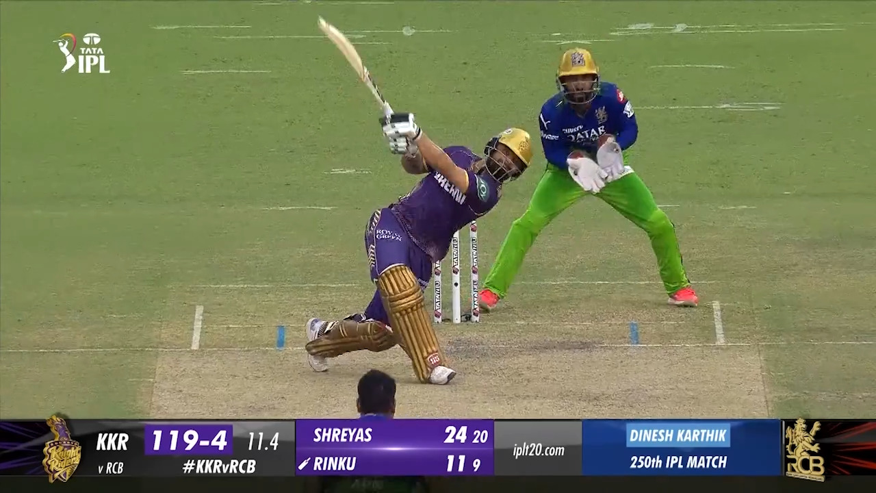 M36: KKR vs RCB – Rinku Singh Six background
