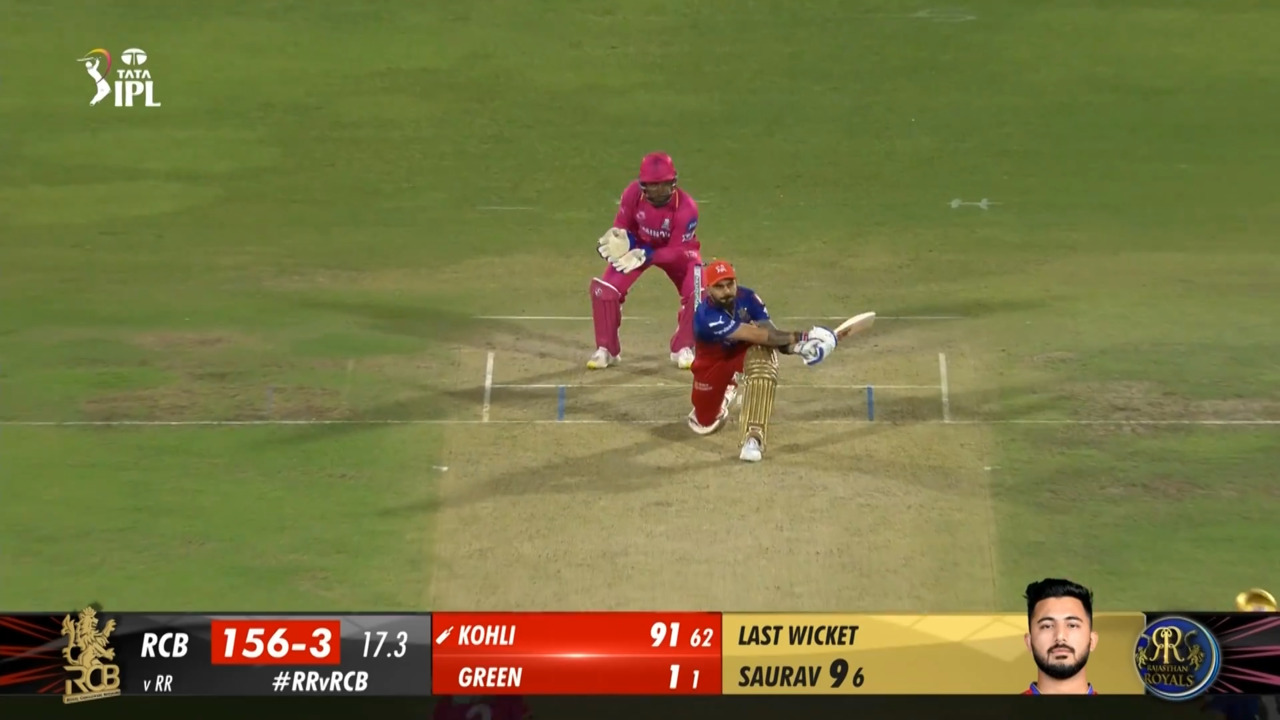 M19: RR vs RCB – Virat Kohli Six