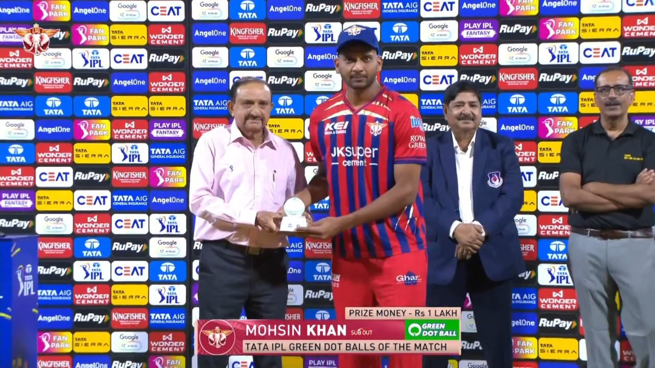 IPL 2026 M38: LSG vs KKR - TATA IPL Green Dot Balls of the Match - Mohsin Khan