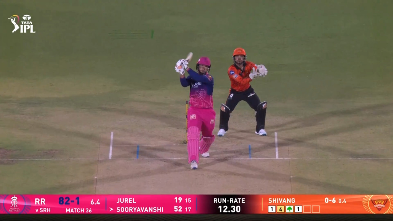 IPL 2026 M36: RR vs SRH - Vaibhav Sooryavanshi Six