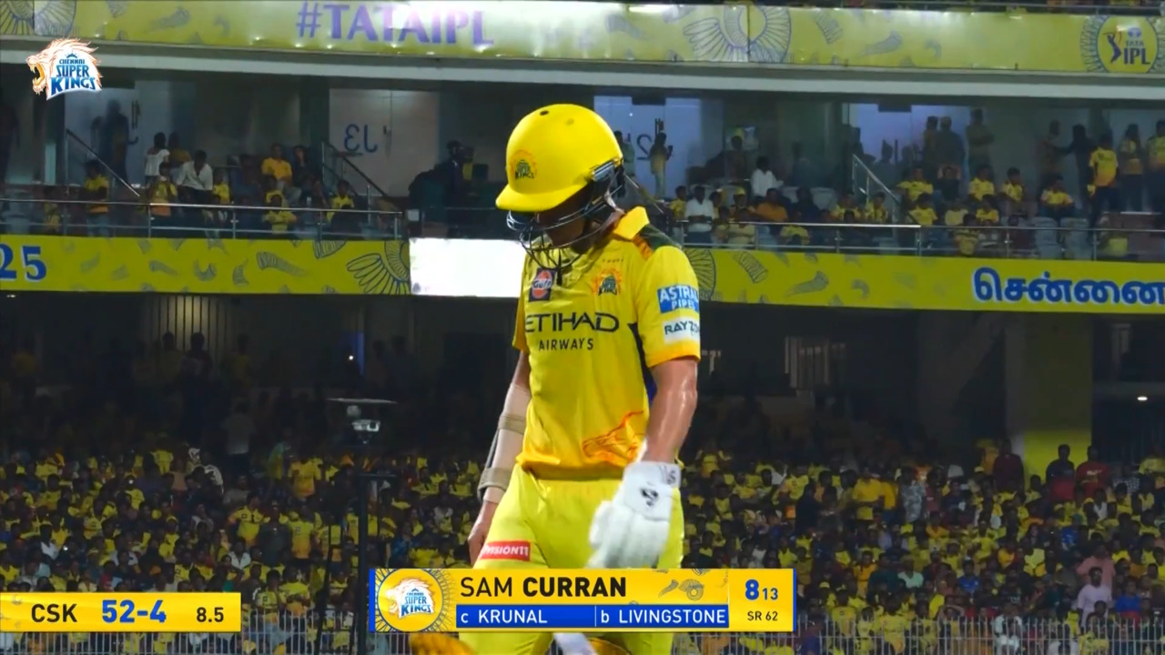 IPL 2025 M08: CSK vs RCB - Sam Curran Wicket