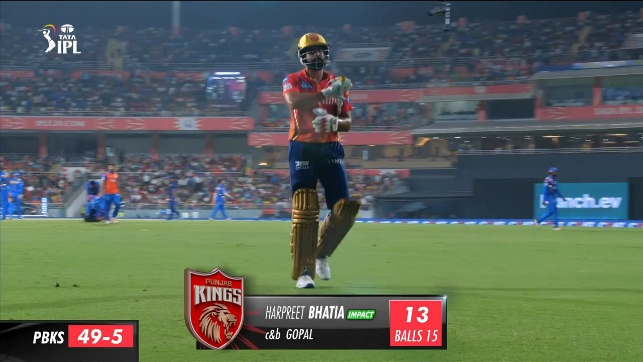 M33: PBKS vs MI – Harpreet Bhatia Wicket