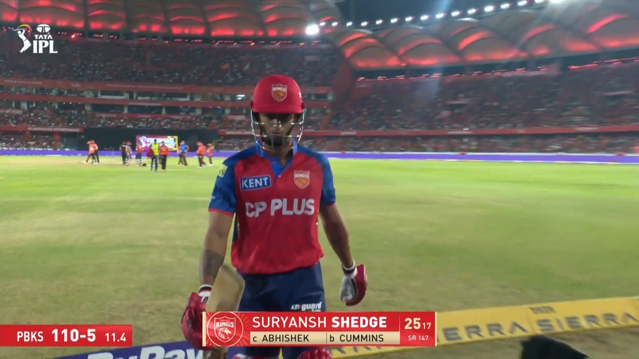 IPL 2026 M49: SRH vs PBKS - Suryansh Shedge Wicket