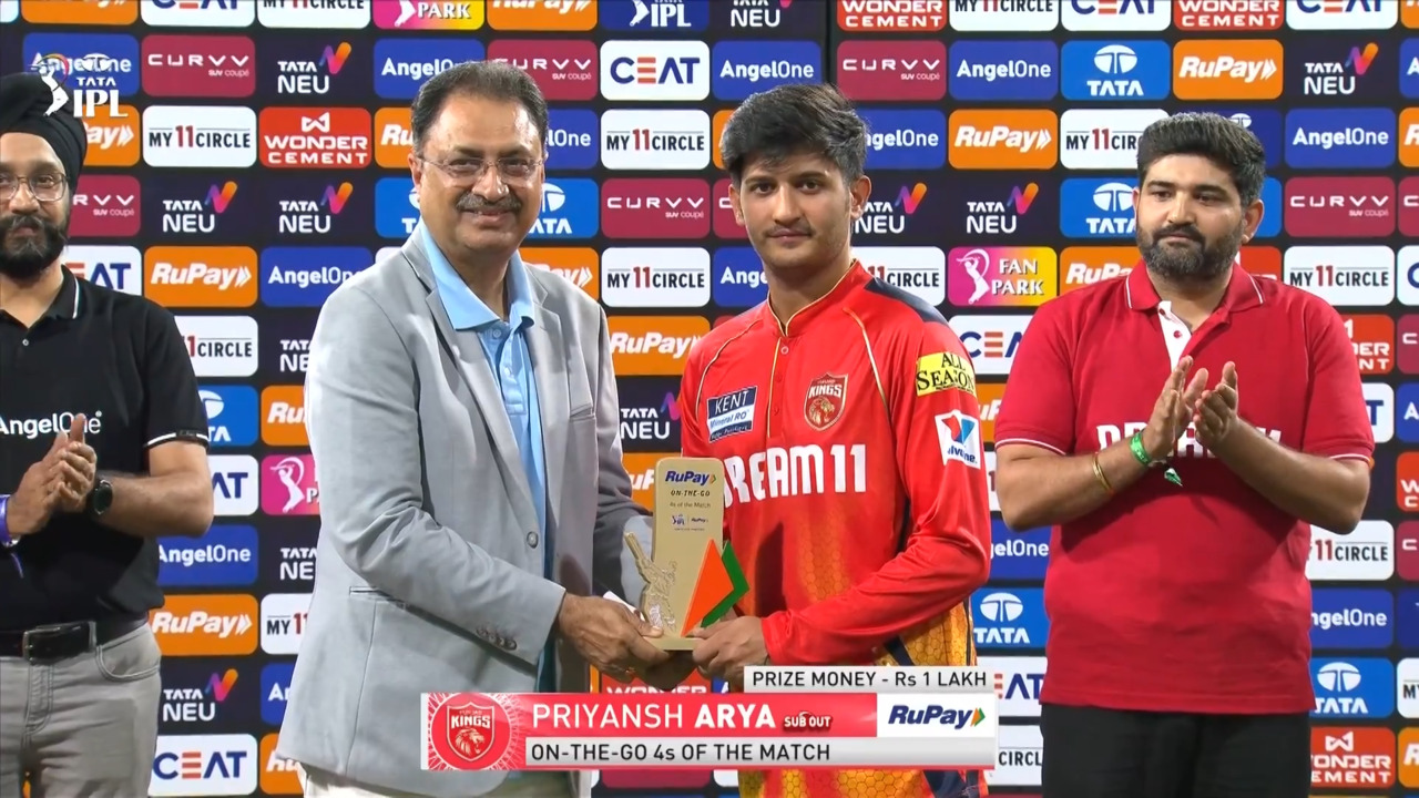 IPL 2025 M22: PBKS vs CSK - RuPay On-The-Go 4s of the Match - Priyansh Arya