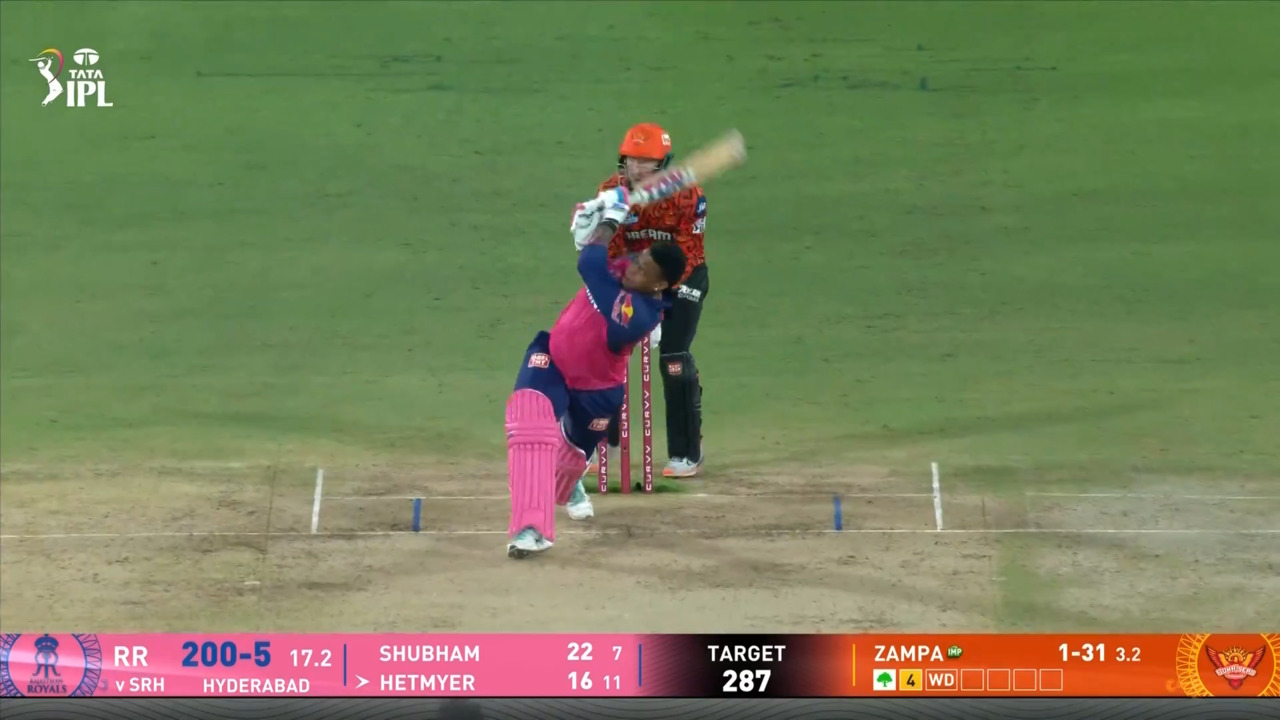 IPL 2025 M02: SRH vs RR - Shimron Hetmyer Six background
