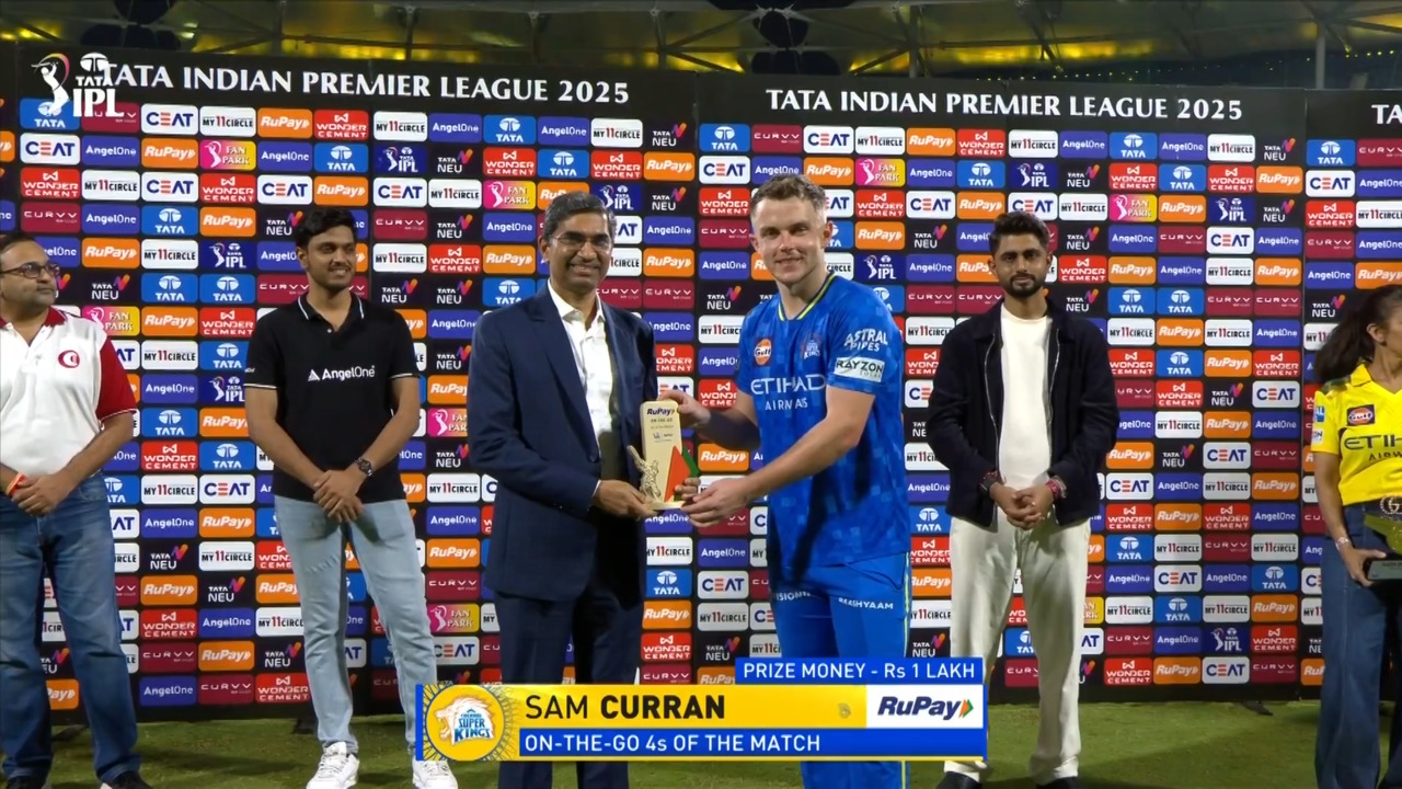 IPL 2025 M49: CSK vs PBKS - RuPay On-The-Go 4s of the Match - Sam Curran background