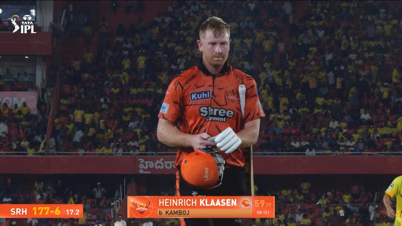 IPL 2026 M27: SRH vs CSK - Heinrich Klaasen Wicket