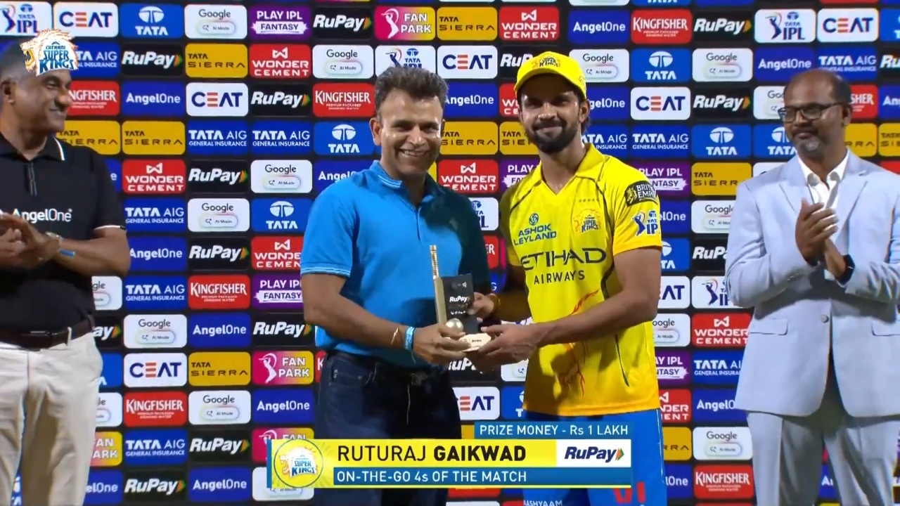 IPL 2026 M44: CSK vs MI - RuPay On-The-Go 4s of the Match - Ruturaj Gaikwad