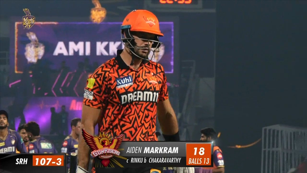 M03: KKR vs SRH – Aiden Markram Wicket