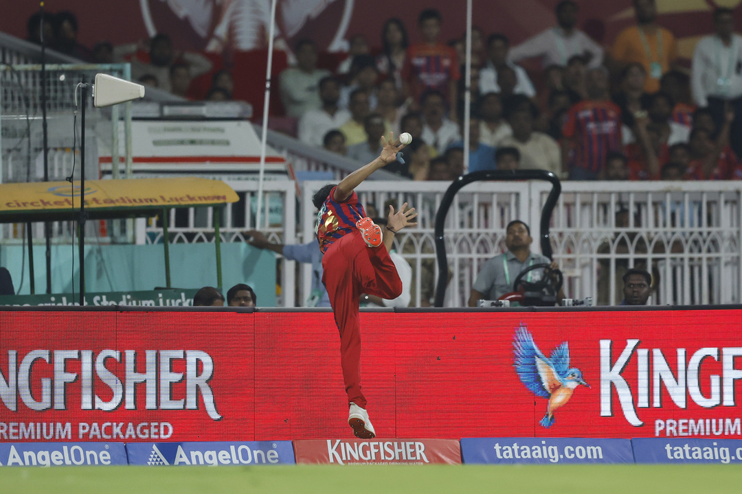5 runs saved! Incredible effort from Prince Yadav