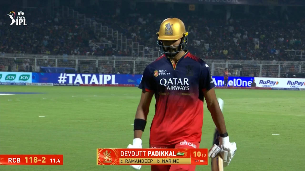 IPL 2025 M01: KKR vs RCB - Devdutt Padikkal Wicket