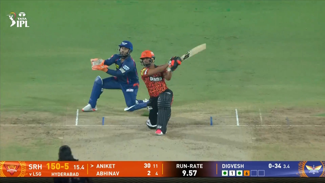 IPL 2025 M07: SRH vs LSG - Aniket Verma Six