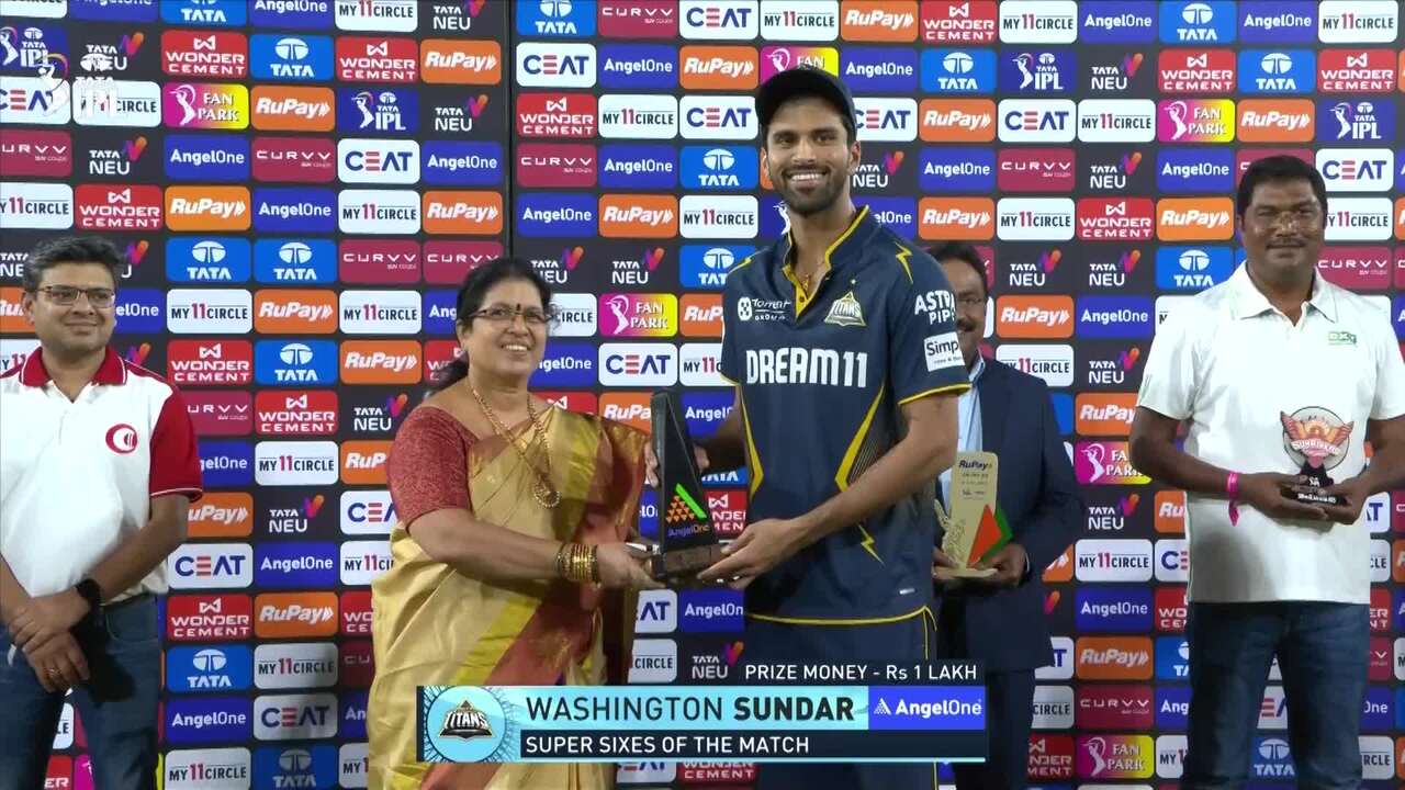 IPL 2025 M20: SRH vs GT - Angel One Super Sixes of the Match - Washington Sundar