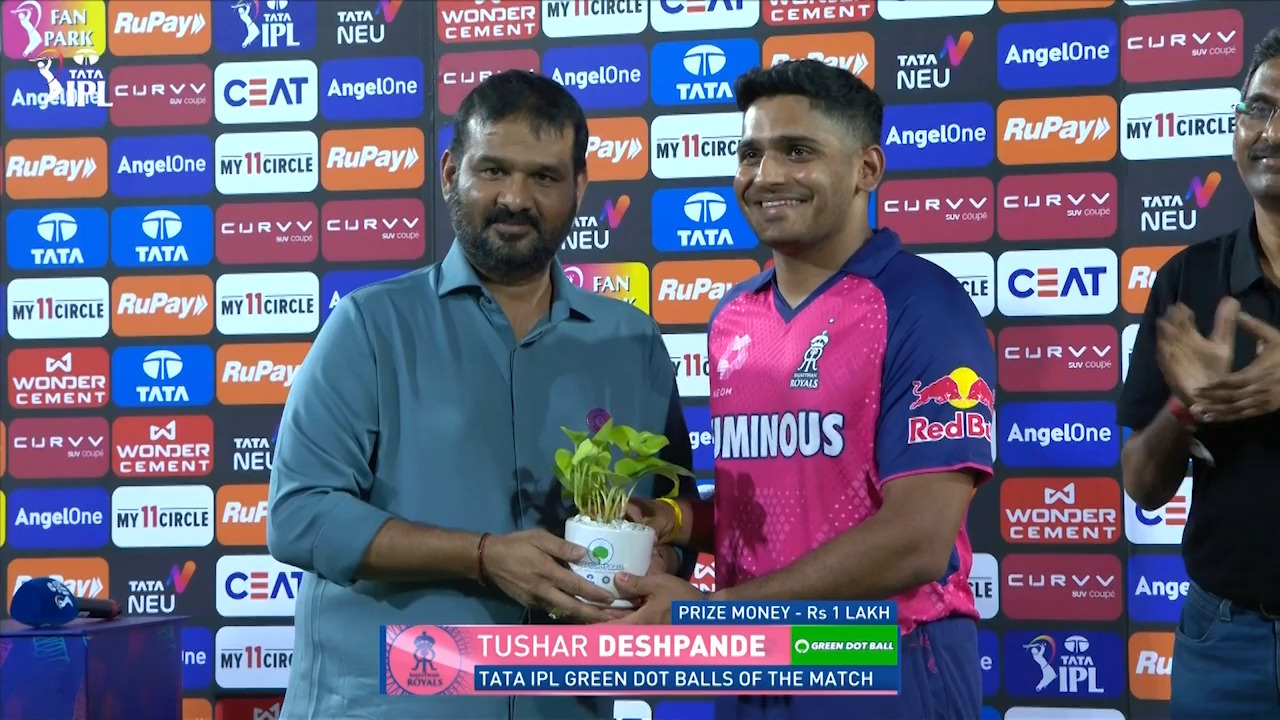 IPL 2025 M02: SRH vs RR - TATA IPL Green Dot Balls of the Match - Tushar Deshpande