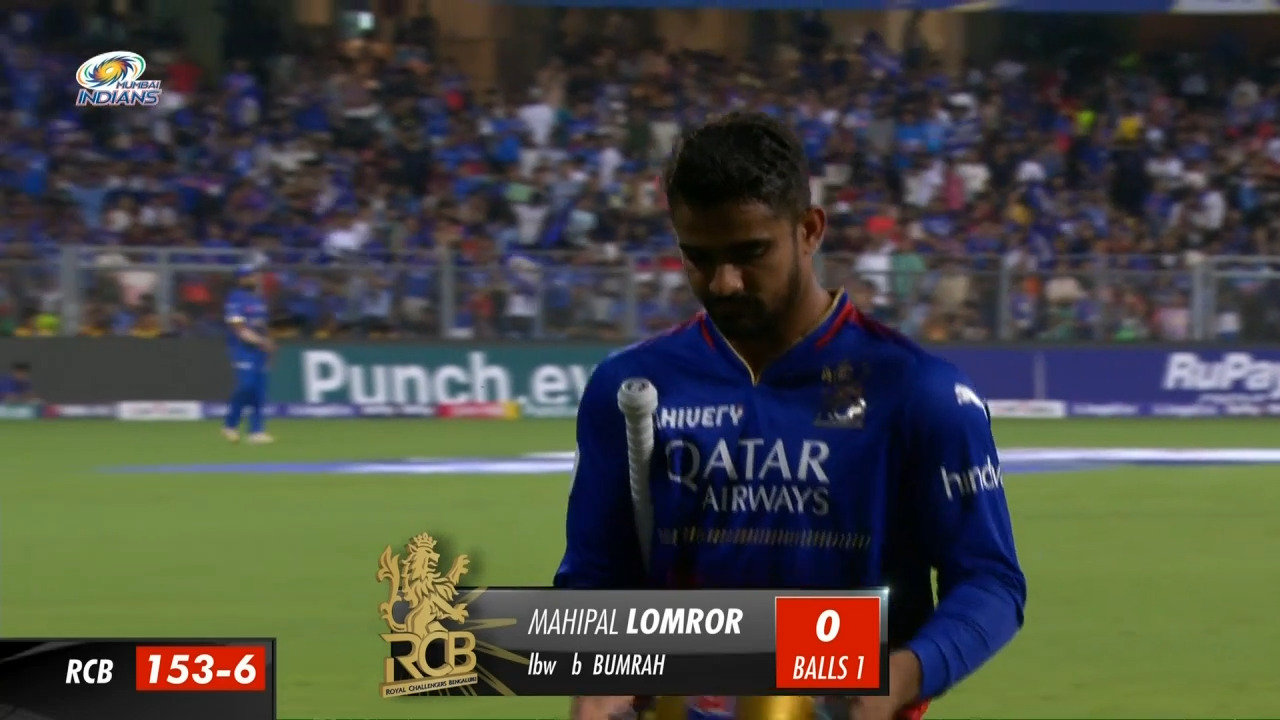 M25: MI vs RCB – Mahipal Lomror Wicket background