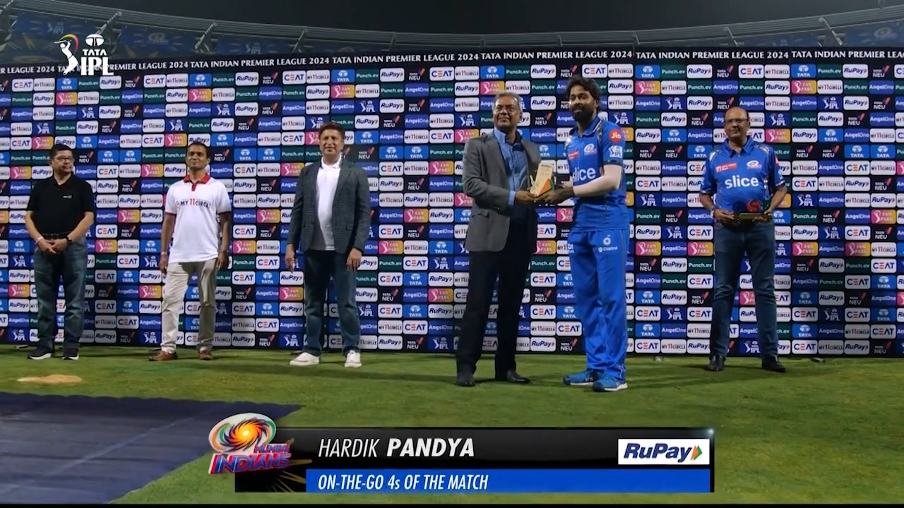 M14: MI vs RR – RuPay On-The-Go 4s of the Match – Hardik Pandya
