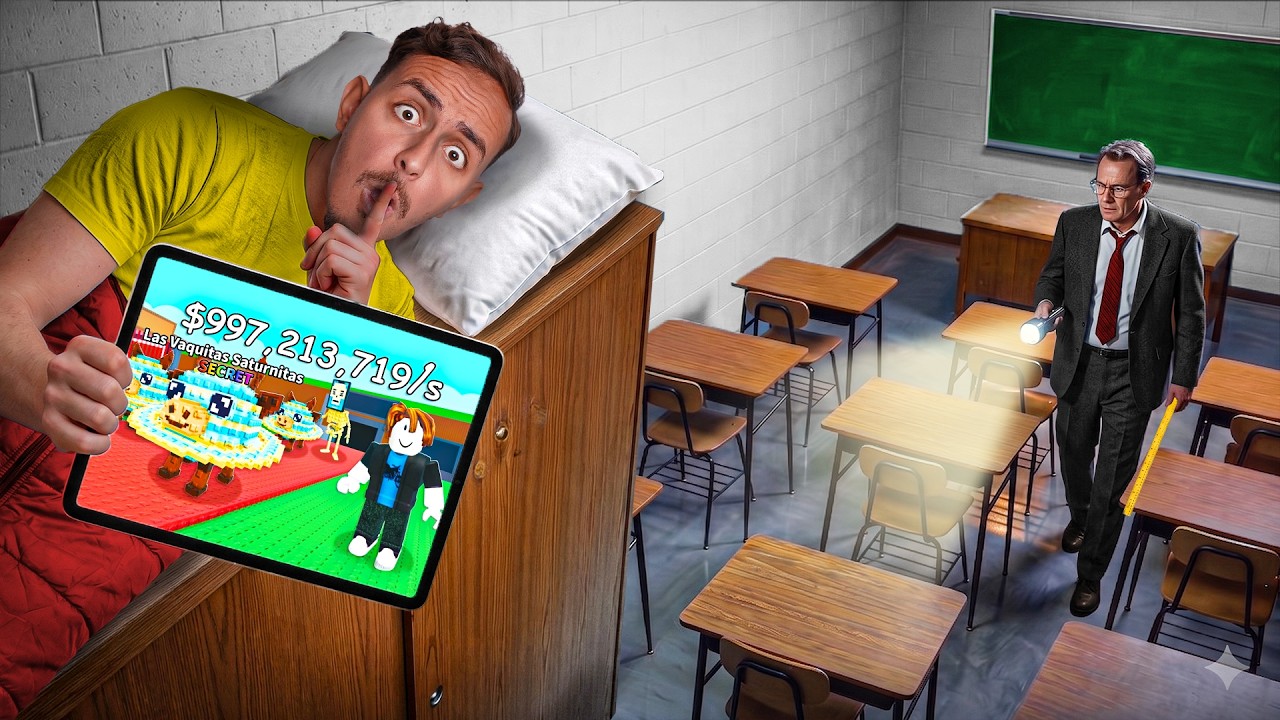 Je Joue À ROBLOX Toute La Nuit Dans Une École !