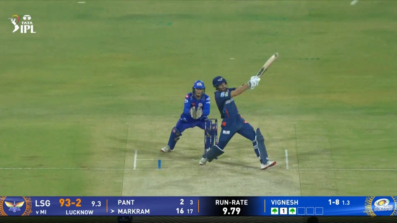 IPL 2025 M16: LSG vs MI - Aiden Markram Six