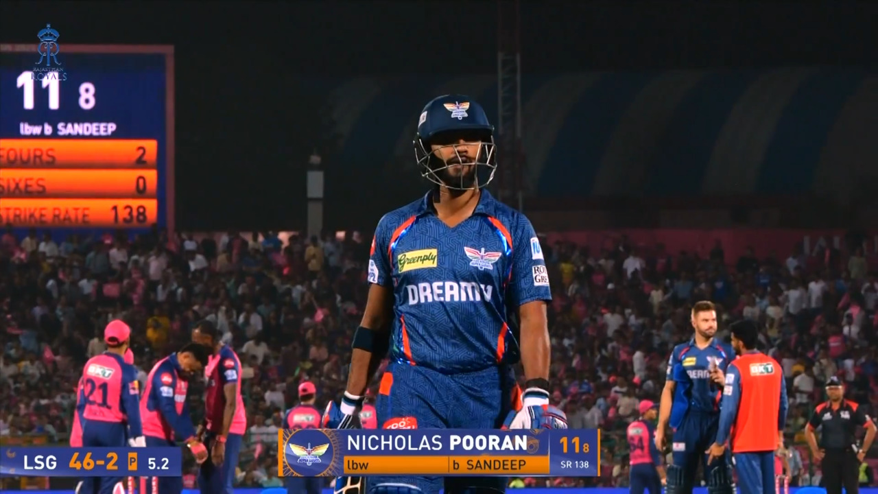 IPL 2025 M36: RR vs LSG - Nicholas Pooran Wicket