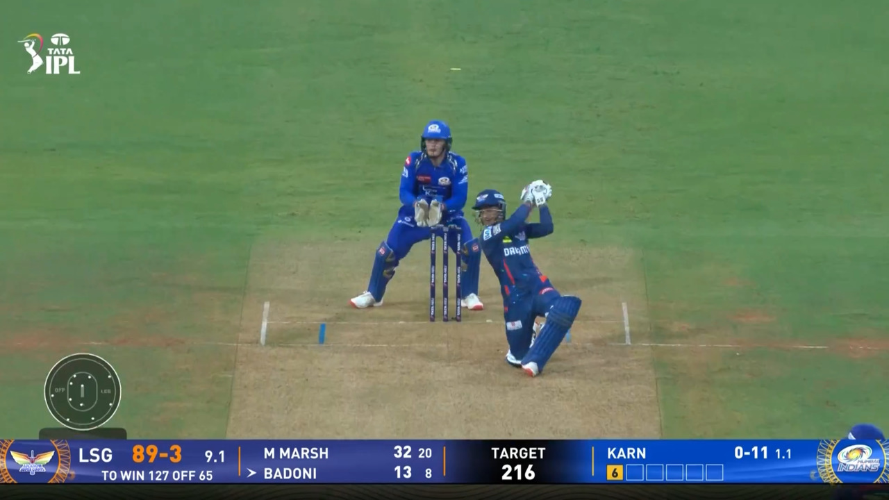 IPL 2025 M45: MI vs LSG - Ayush Badoni Six