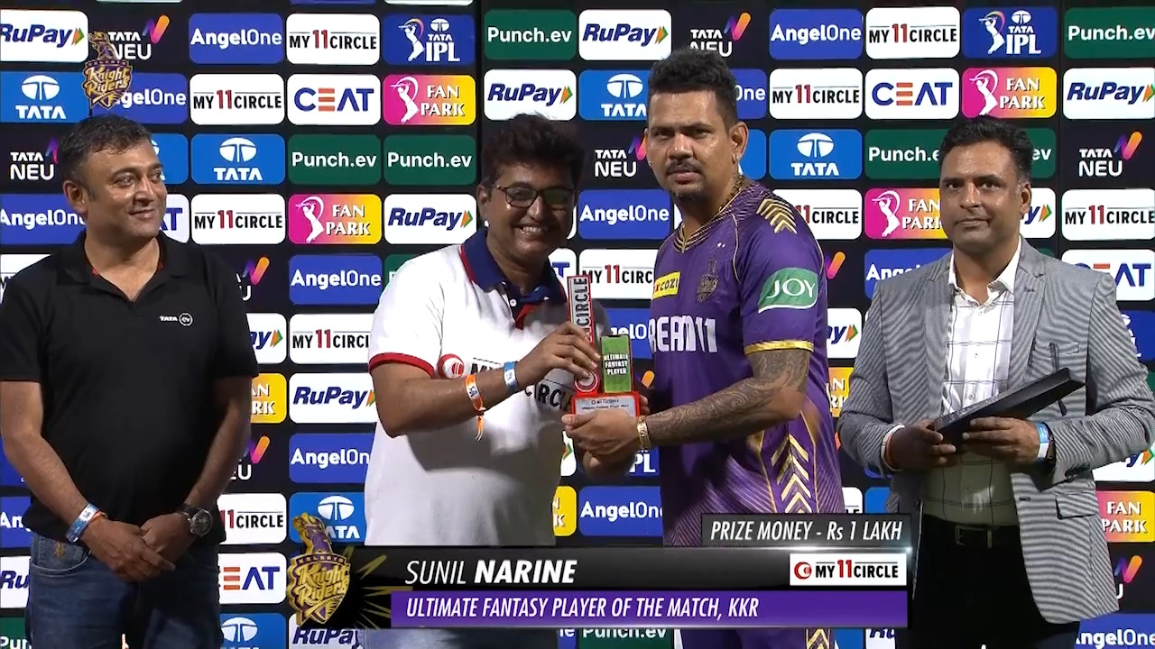 M31: KKR vs RR – My11Circle Ultimate Fantasy Player of the Match – Sunil Narine
