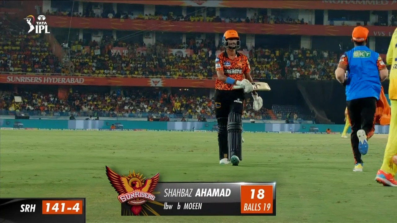 M18: SRH vs CSK – Shahbaz Ahmed Wicket